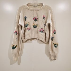 Woven Heart cute cropped pullover sweater